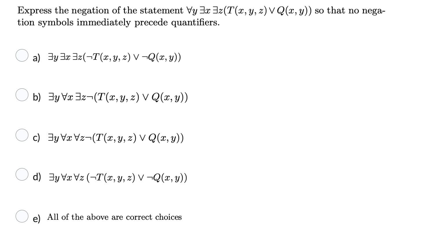 Sec 1.3 Negation of quantified statements with three