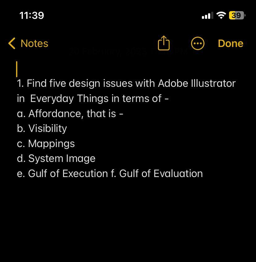 Solved 11:39 1. Find five design issues with Adobe | Chegg.com