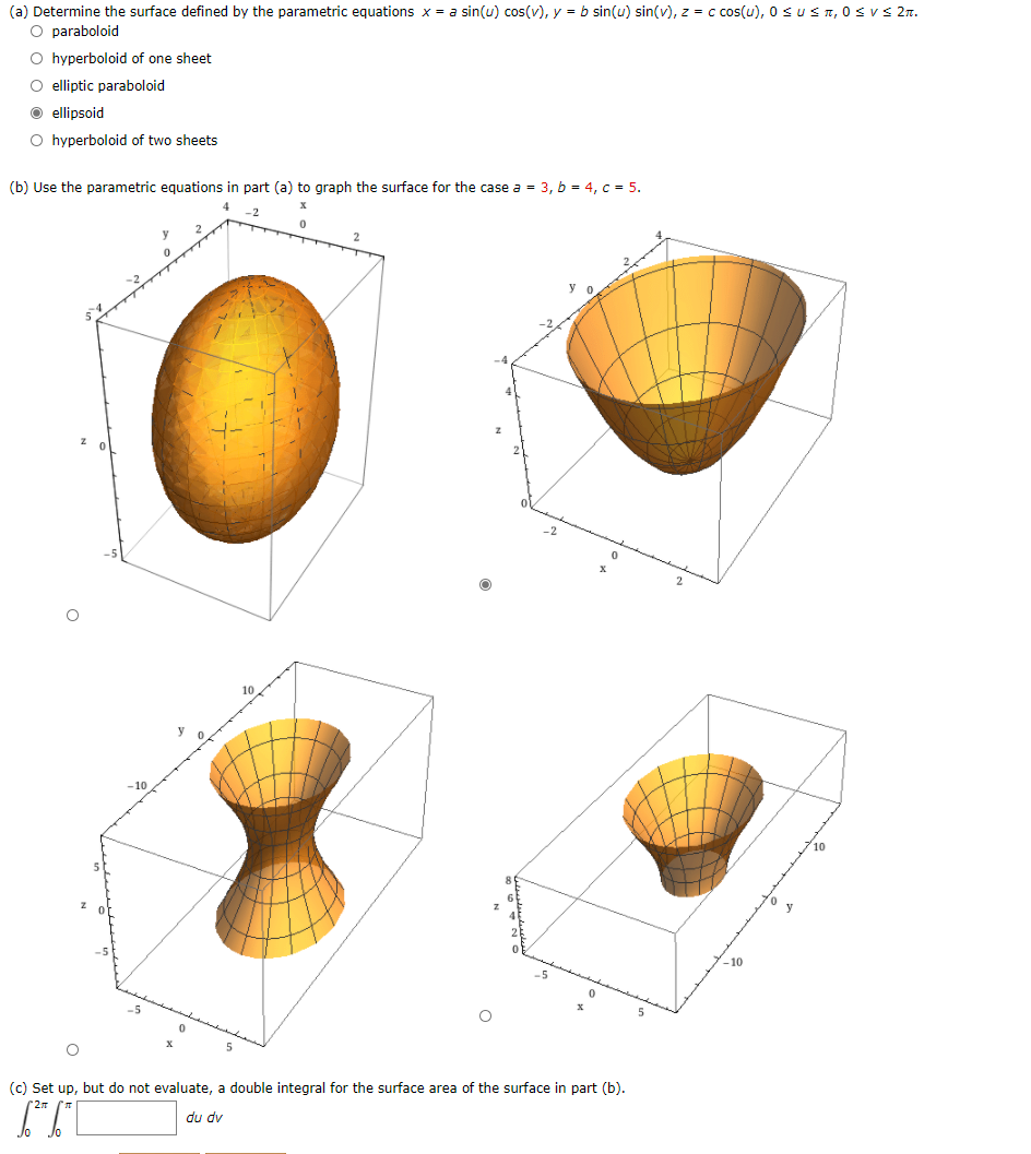 Solved A Determine The Surface Defined By The Parametri Chegg Com