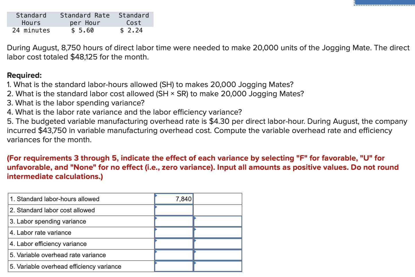 Solved During August, 8,750 hours of direct labor time were | Chegg.com