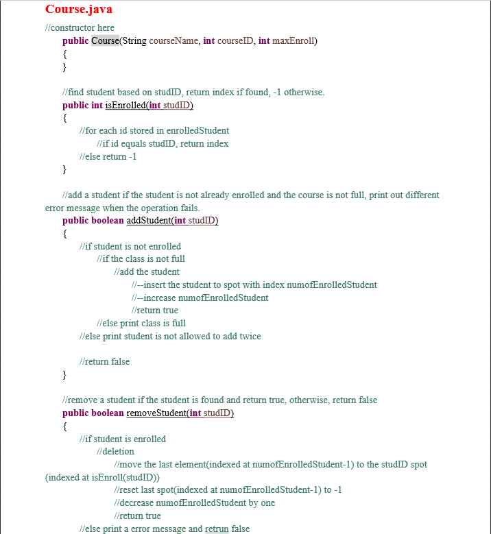 Solved Course.java //constructor here public Course(String | Chegg.com