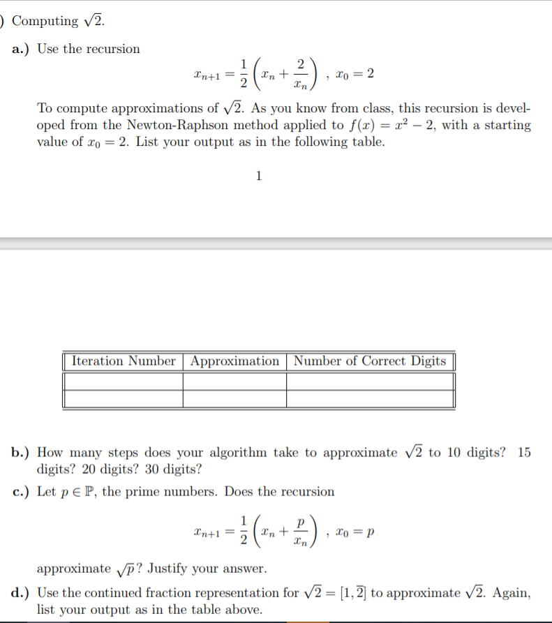 Computing 2. a.) Use the recursion In+1 - (+3) , = 2 | Chegg.com