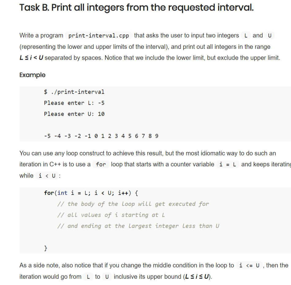 solved-task-b-print-all-integers-from-the-requested-chegg