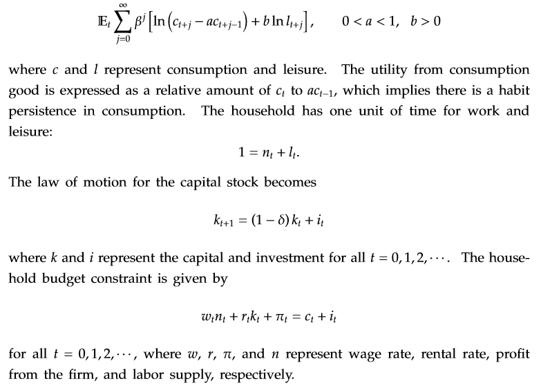 economy inhibited by a representative household