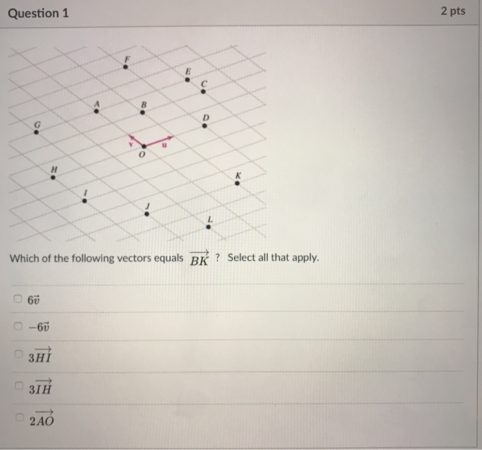 Solved Question 1 2 pts Which of the following vectors | Chegg.com
