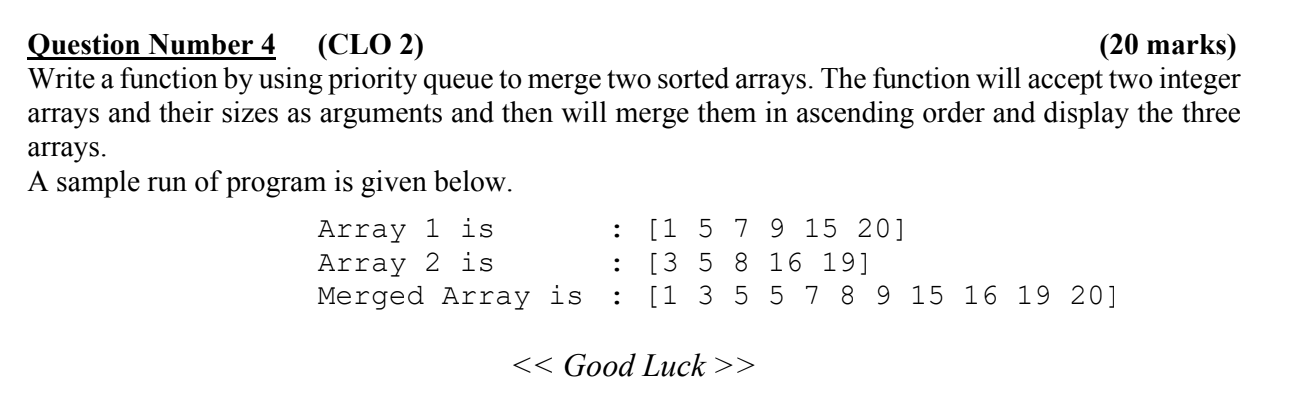 Solved Question Number 4 (CLO 2) (20 marks) Write a function | Chegg.com