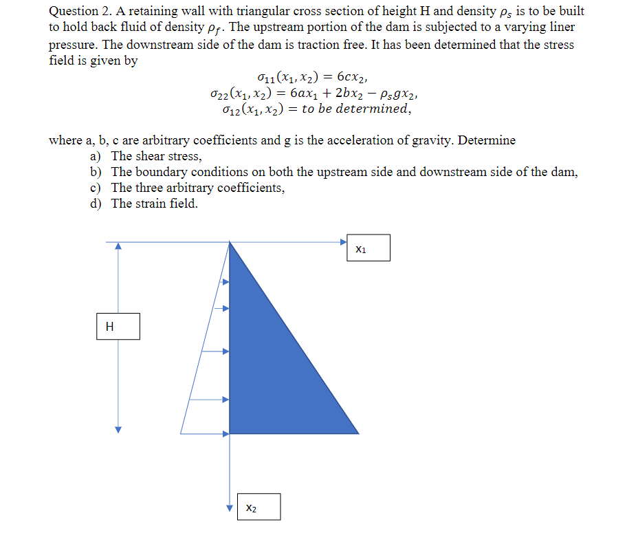 Solved Question 2. A retaining wall with triangular cross | Chegg.com