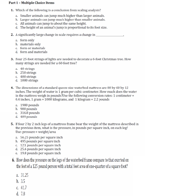 Solved Part 1 - Multiple Choice Items 1. Which Of The 