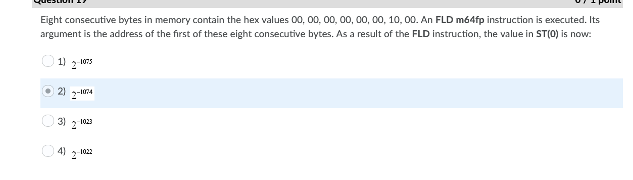 Question 21 0 1 Point Eight Consecutive Bytes In Chegg Com