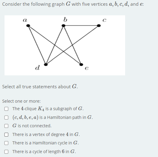 Solved Consider The Following Graph G With Five Vertices A, | Chegg.com