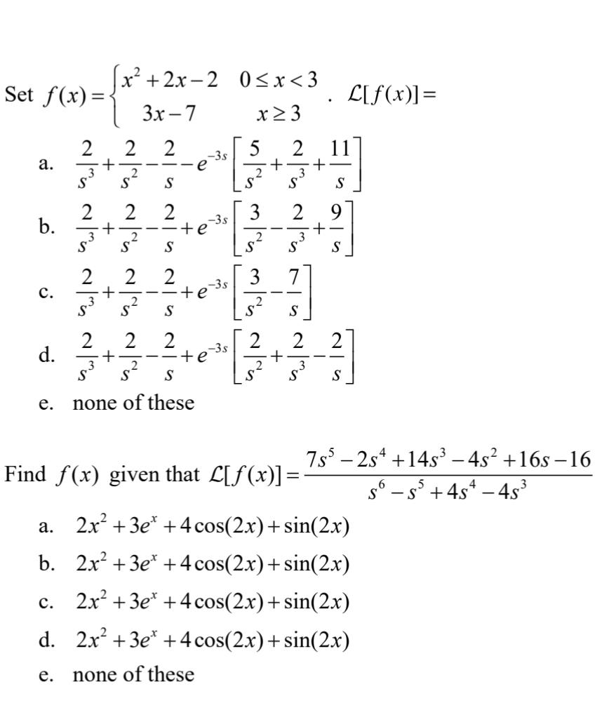 Solved X Set f(x) = x>3 x² + 2x – 2 0 | Chegg.com