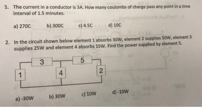 electrical find answer at: https: Images High... Solved 1. The current in a conductor is 3A. How many | Chegg.com
