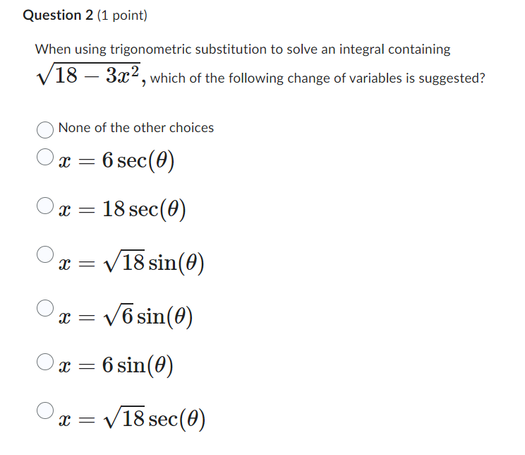 Solved Question 1 (1 ﻿point)Match each of the trigonometric | Chegg.com