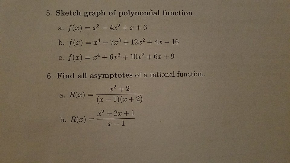 Solved 5. Sketch graph of polynomial function a. f(x) = | Chegg.com