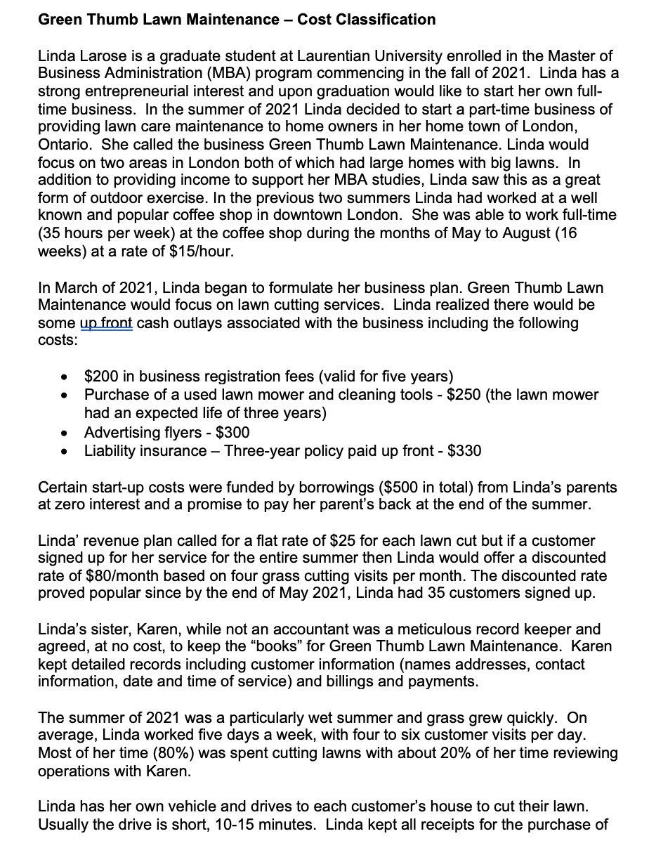 Green Thumb Lawn Maintenance Cost Classification