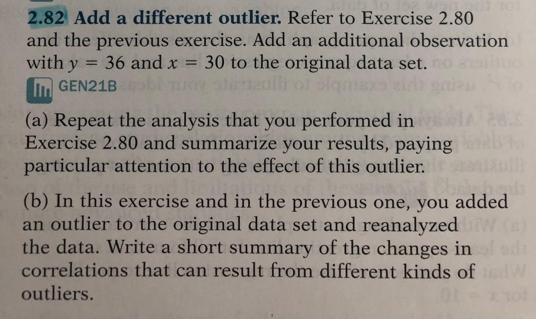 Solved 2.80 Data generated by software. The following 20 | Chegg.com