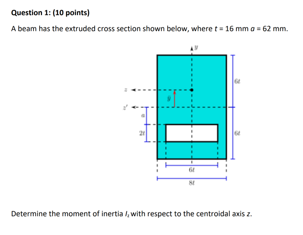 Solved Question 1: (10 Points) A Beam Has The Extruded Cross | Chegg.com