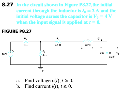 Solved 8.27 In The Circuit Shown In Figure P8.27, The | Chegg.com