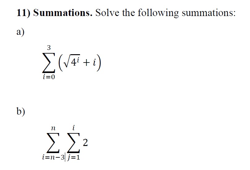 Solved Summations. Solve the following | Chegg.com