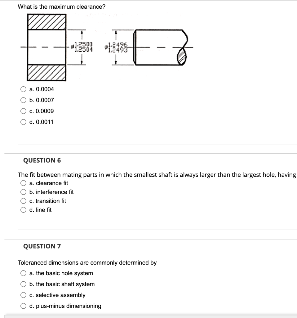Solved What is the maximum clearance? a. 0.0004 b. 0.0007 c. | Chegg.com