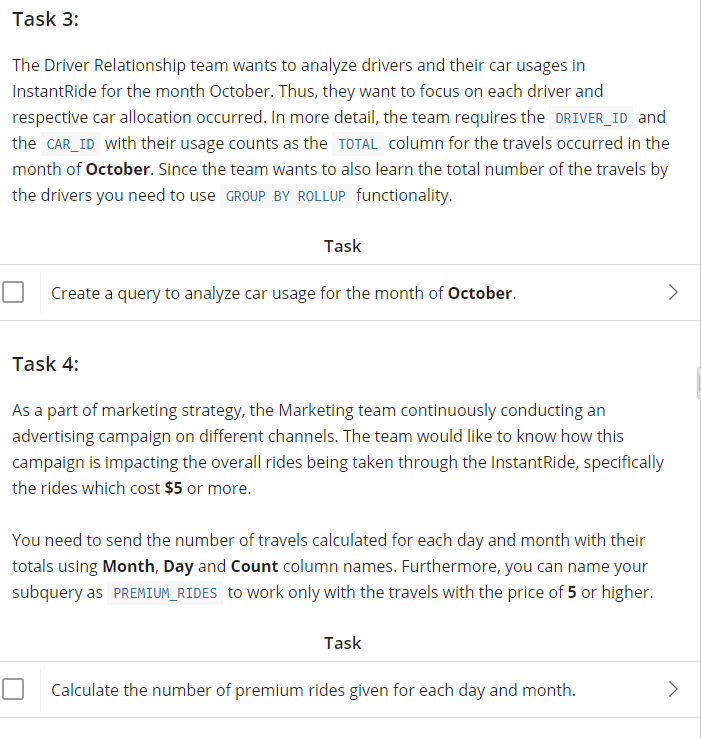 Scenario and Database Model InstantRide InstantRide