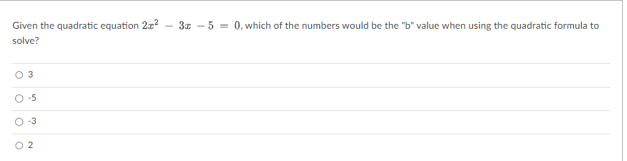 3x2 5x 2 0 quadratic equation