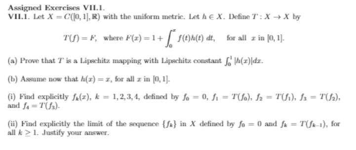 Solved Assigned Exercises Viii Vii I Let X C 0 1 R Chegg Com