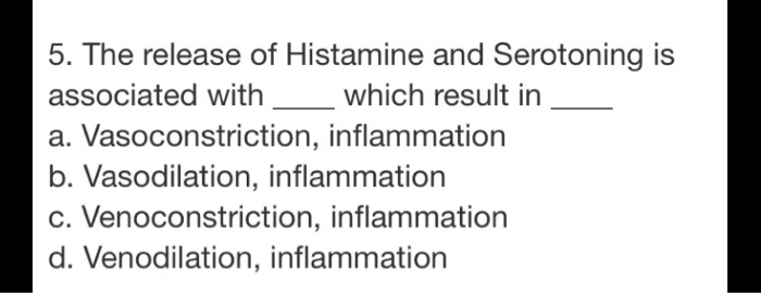 Solved The release of Histamine and Serotoning is | Chegg.com