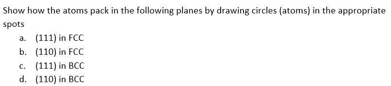 Solved CLEARLY Draw and Show how the atoms pack in the | Chegg.com