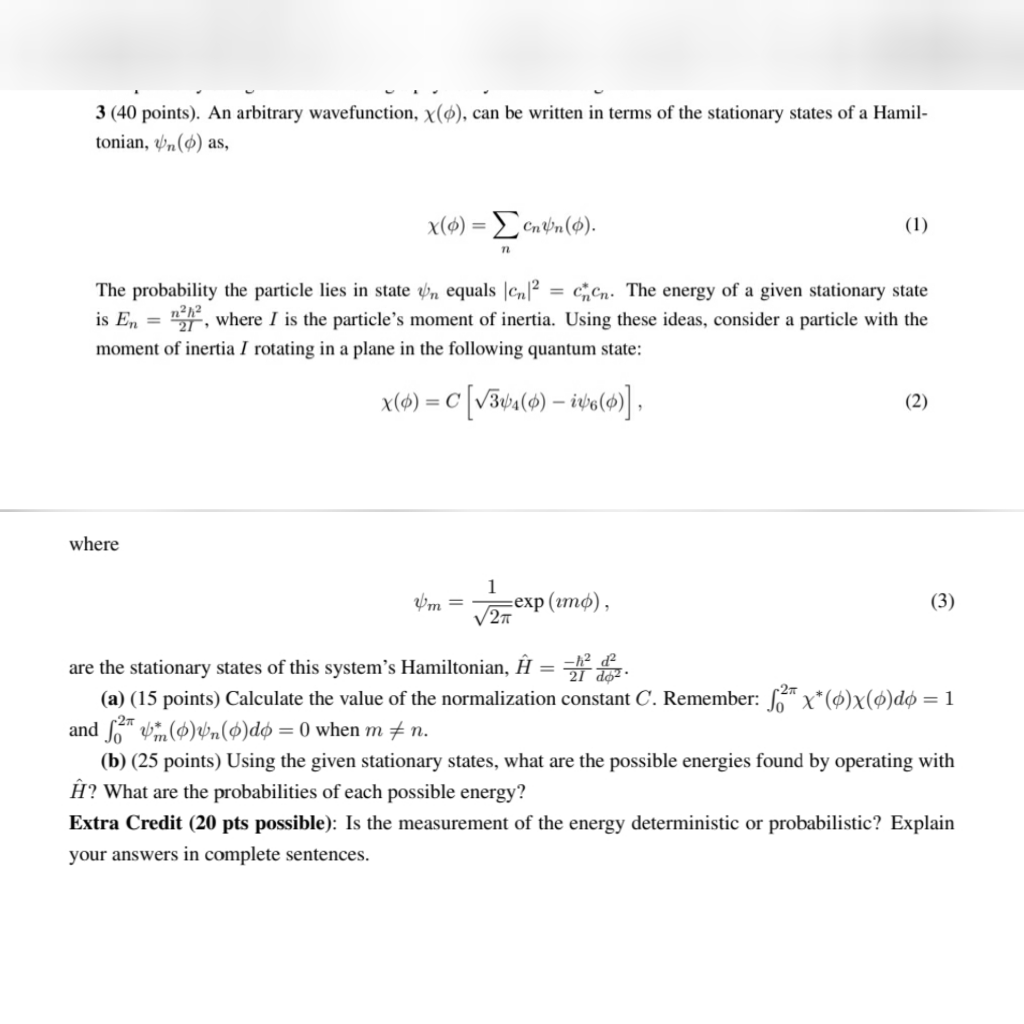 Solved Quantum Physics Question How Do I Do Part B Plea Chegg Com
