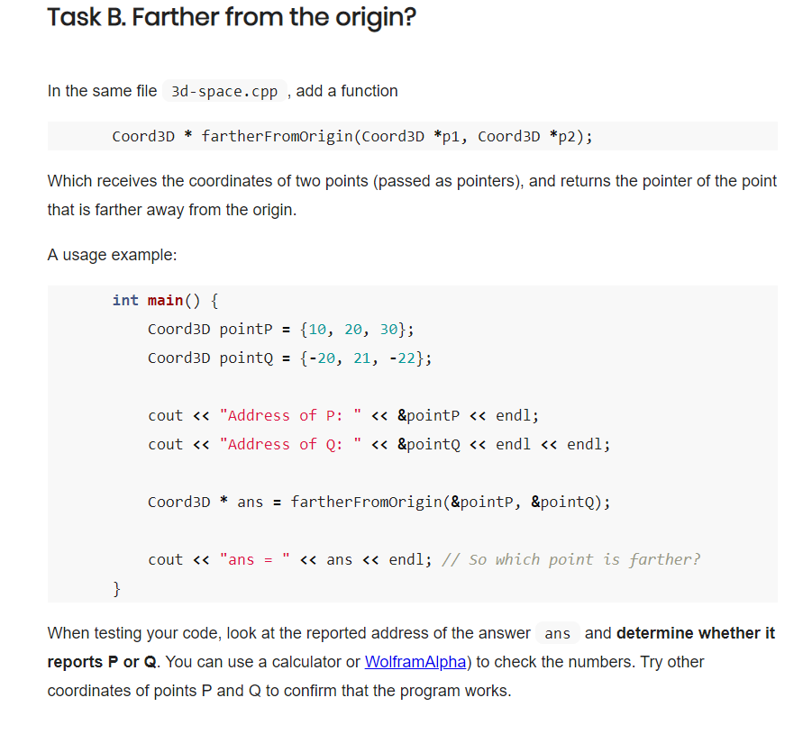 Solved Task B. Farther from the origin? In the same file | Chegg.com