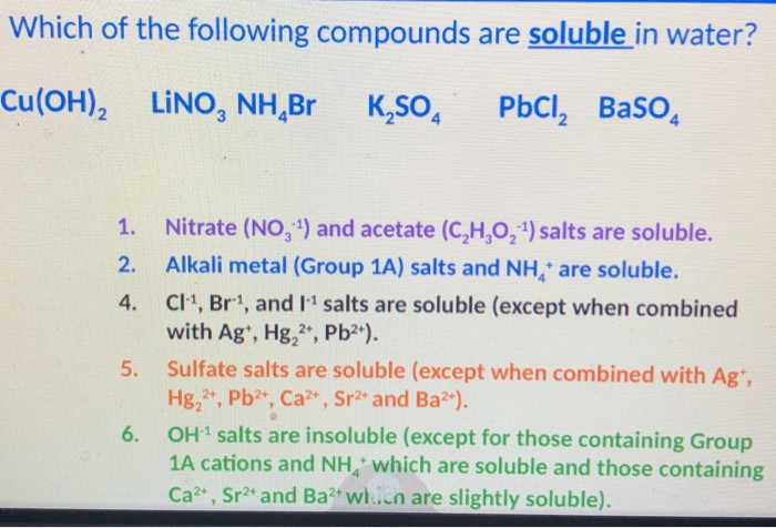 Solved Which Of The Following Compounds Are Soluble In | Chegg.com