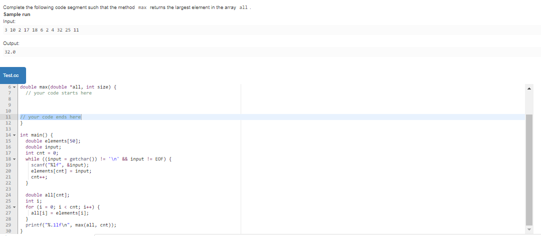 Solved Complete the following code segment such that the | Chegg.com