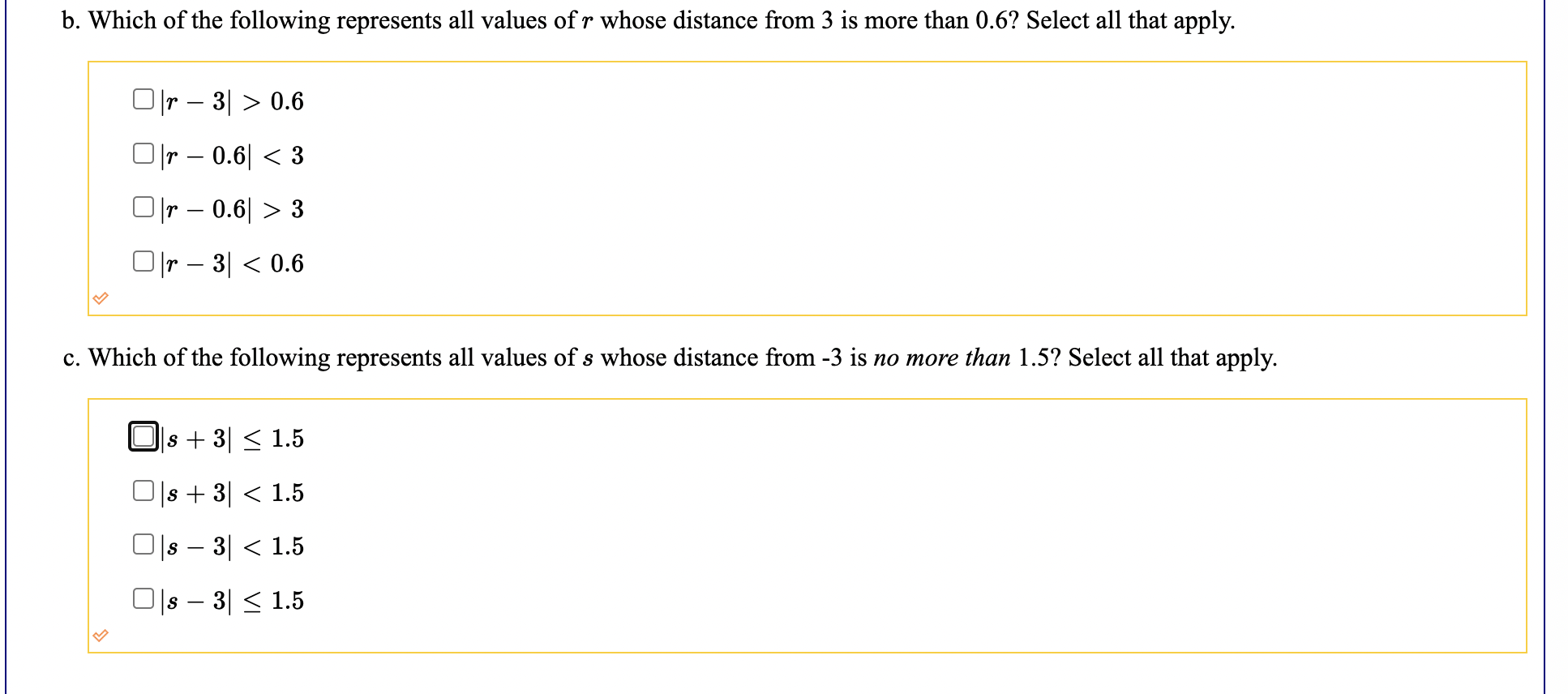 Solved b. Which of the following represents all values of r | Chegg.com