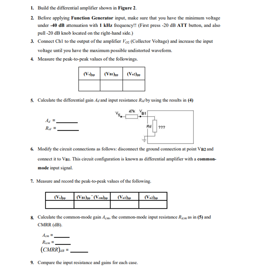 Solved Figure2.1. Build the differential amplifier shown in | Chegg.com