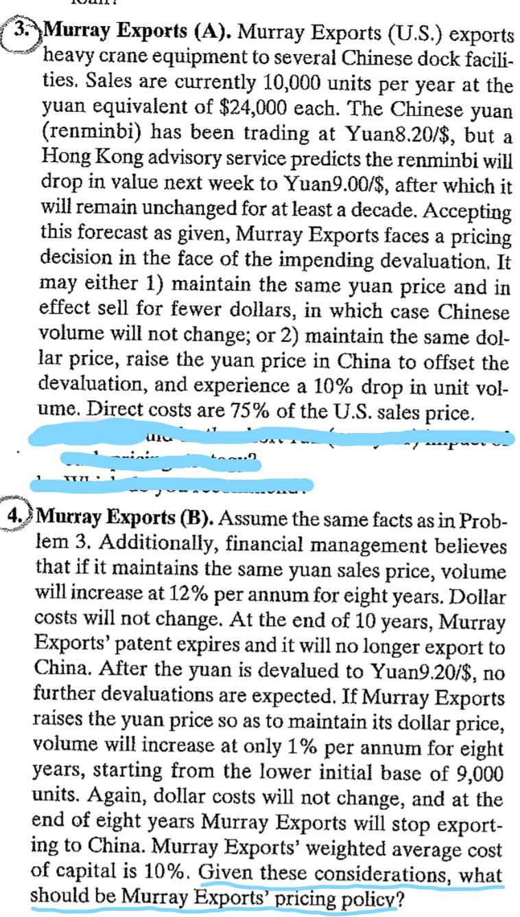 Solved Please Answer Only Problem "4." (Murray Exports(B)). | Chegg.com