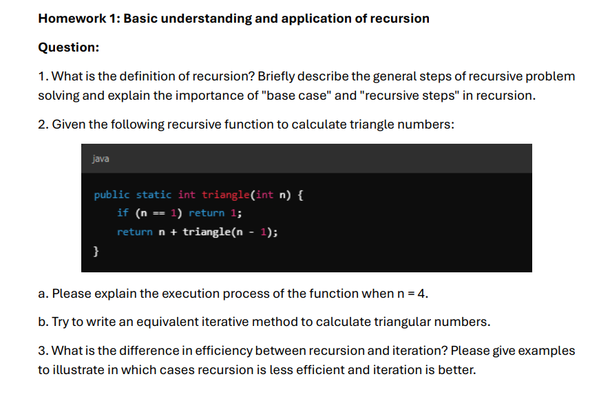 Solved Question:1. What is the definition of recursion? | Chegg.com