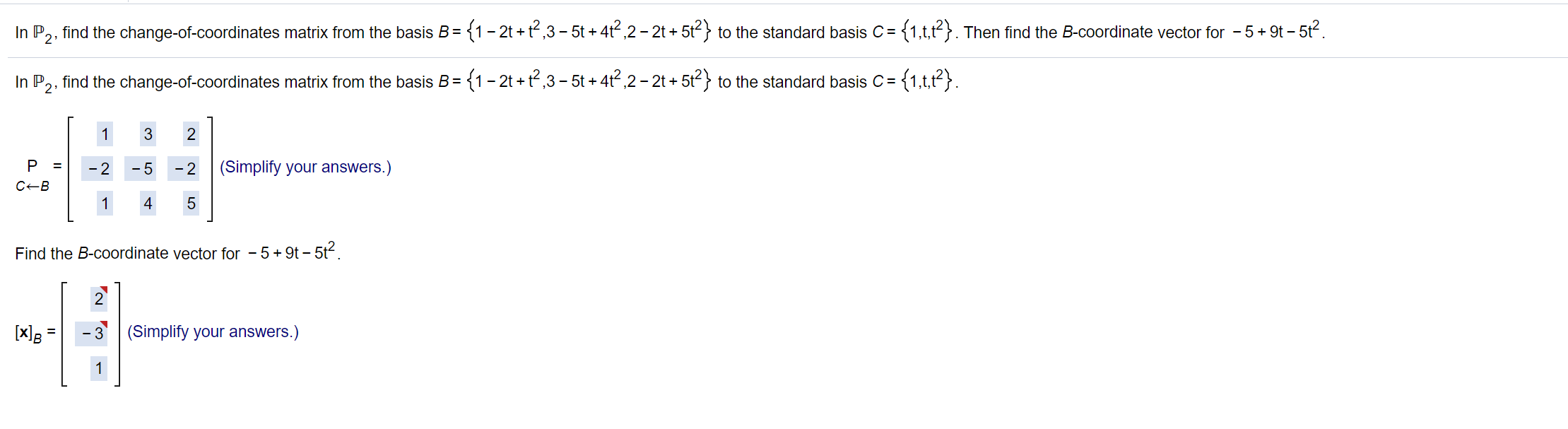 Solved In P 2: Find The Change-of-coordinates Matrix From | Chegg.com