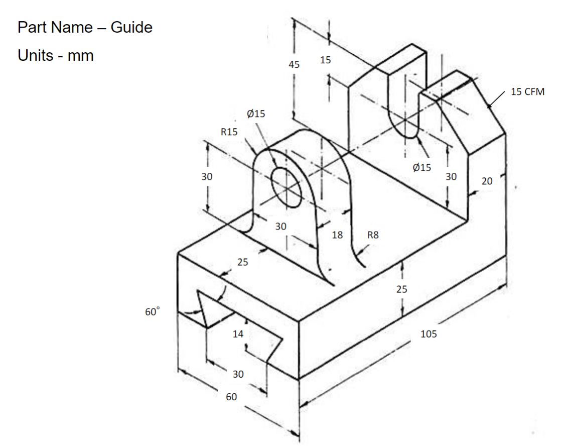 Solved Draw top, front and side view in 3rd angle | Chegg.com