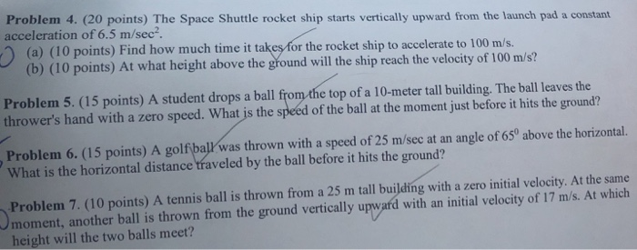 Solved Problem 4. (20 points) The Space Shuttle rocket ship | Chegg.com