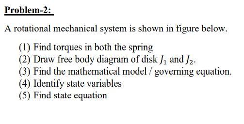 Solved Problem-2: A rotational mechanical system is shown in | Chegg.com