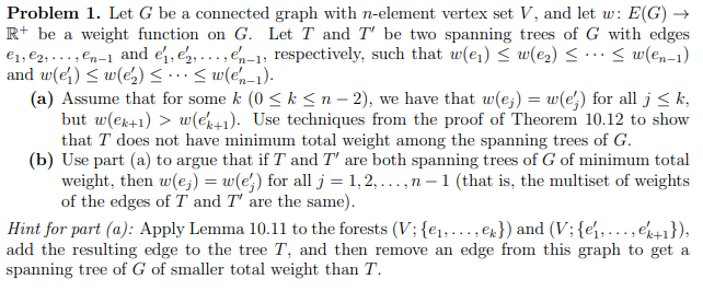 Problem 1. Let G be a connected graph with n-element | Chegg.com