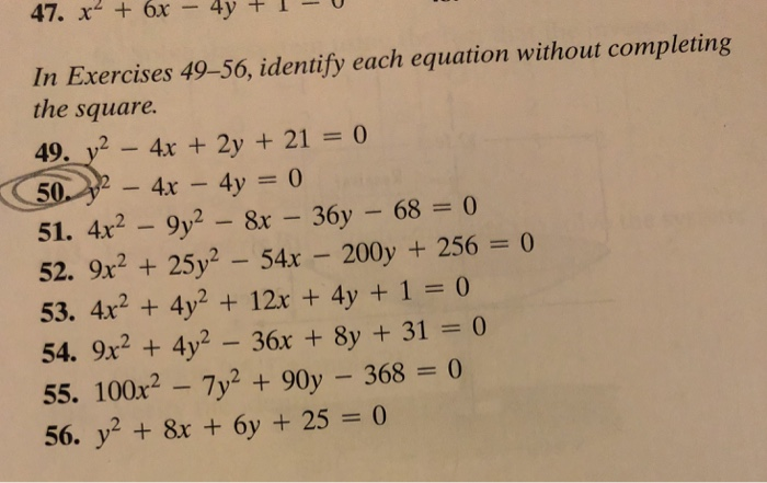 Solved In Exercises 49-56, identify each equation without | Chegg.com