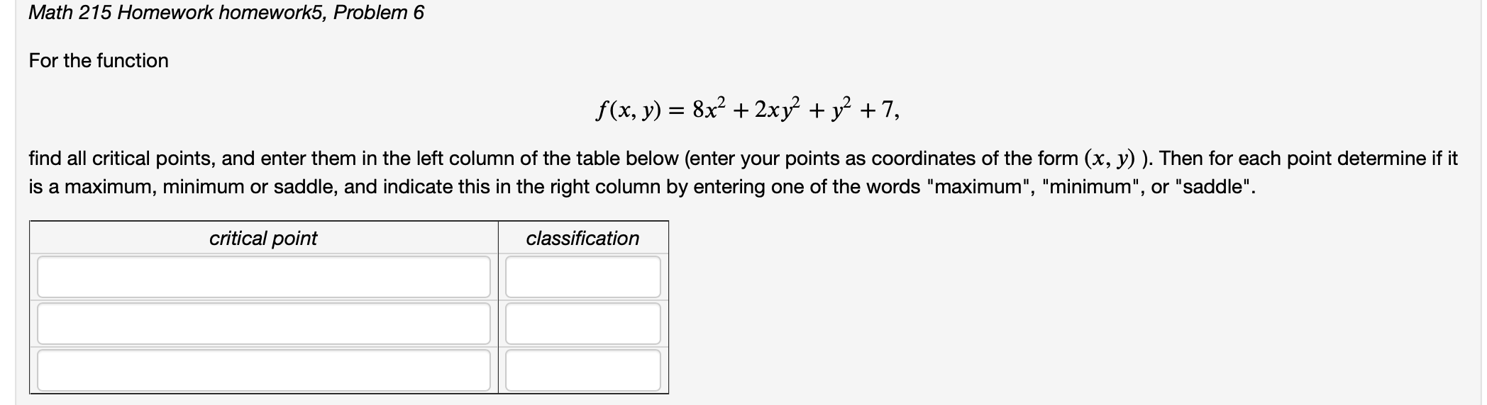 Solved 1 Point Math 215 Homework Homework5 Problem 3 A Chegg Com