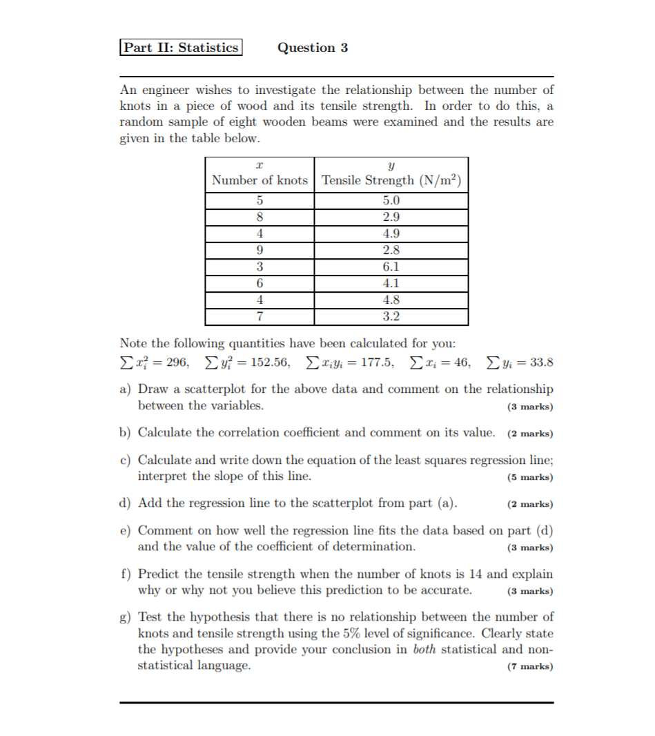 Solved Part II: Statistics Question 3 An engineer wishes to | Chegg.com