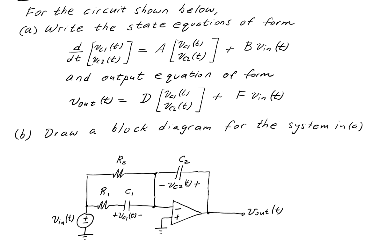 Solved For the circuit shown below, (a) Write the state | Chegg.com