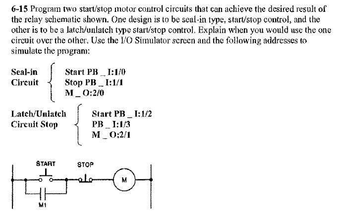 6-15 Program Two Start/stop Motor Control Circuits | Chegg.com