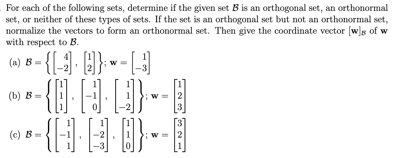 Solved For each of the following sets, determine if the | Chegg.com