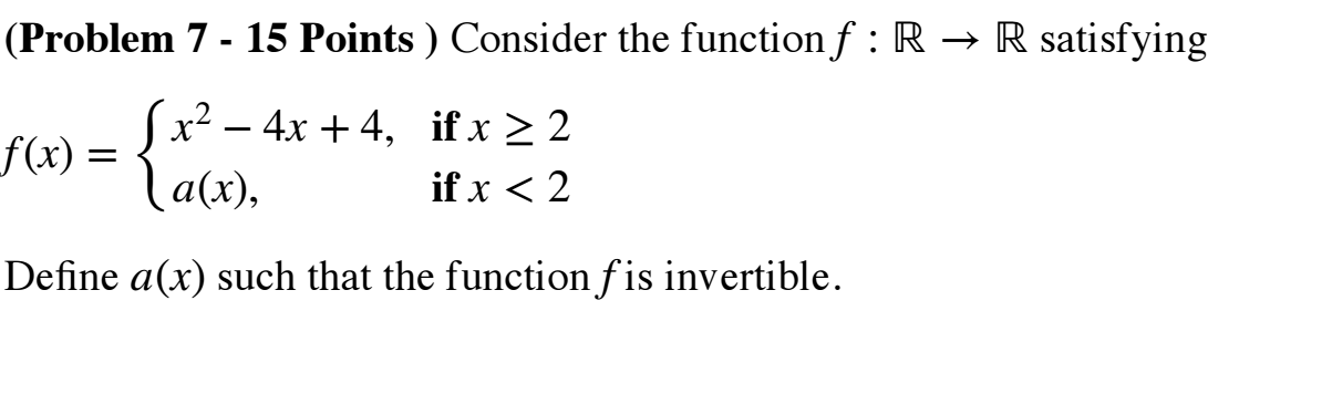 Solved (Problem 7 - 15 Points ) Consider The Function F:R→R | Chegg.com