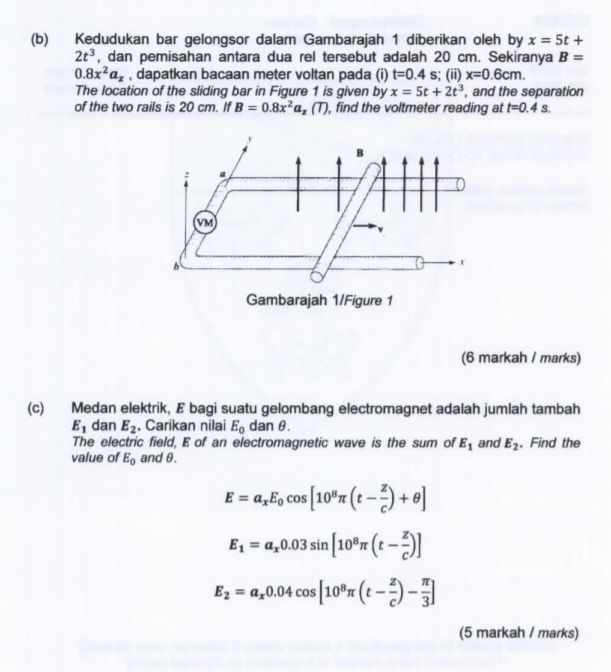 Solved (b) Kedudukan bar gelongsor dalam Gambarajah 1 | Chegg.com